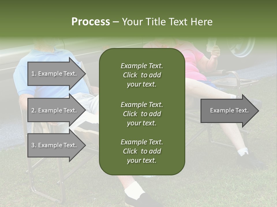 Senior Campers Sitting In Folding Chairs Outside Their Motor Home. PowerPoint Template