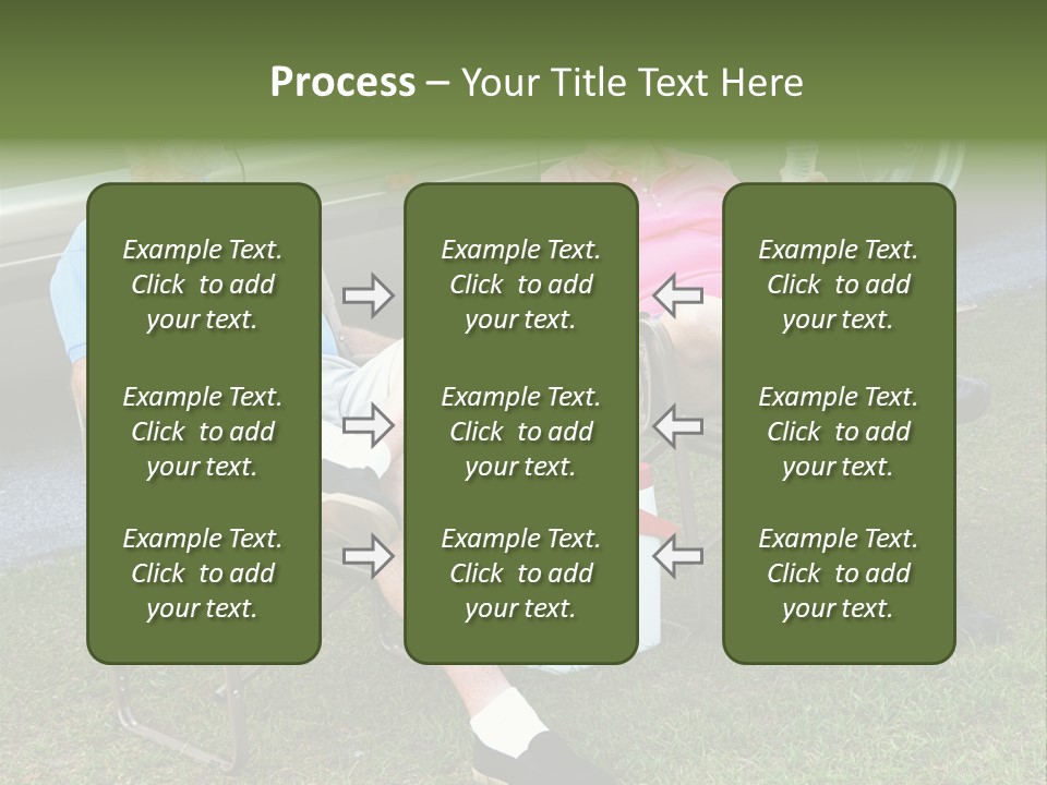 Senior Campers Sitting In Folding Chairs Outside Their Motor Home. PowerPoint Template