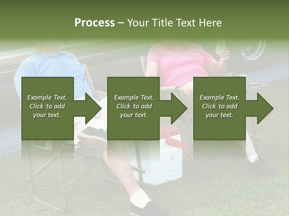 Senior Campers Sitting In Folding Chairs Outside Their Motor Home. PowerPoint Template