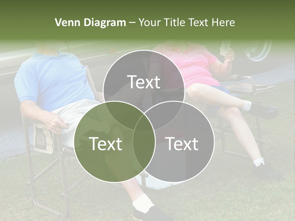 Senior Campers Sitting In Folding Chairs Outside Their Motor Home. PowerPoint Template