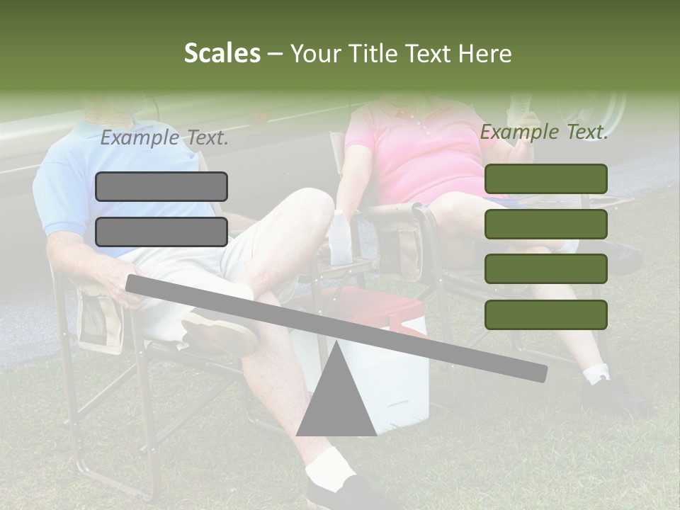 Senior Campers Sitting In Folding Chairs Outside Their Motor Home. PowerPoint Template