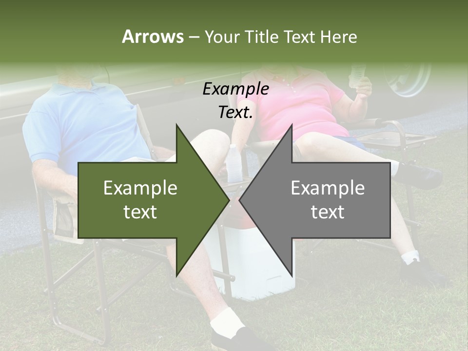 Senior Campers Sitting In Folding Chairs Outside Their Motor Home. PowerPoint Template