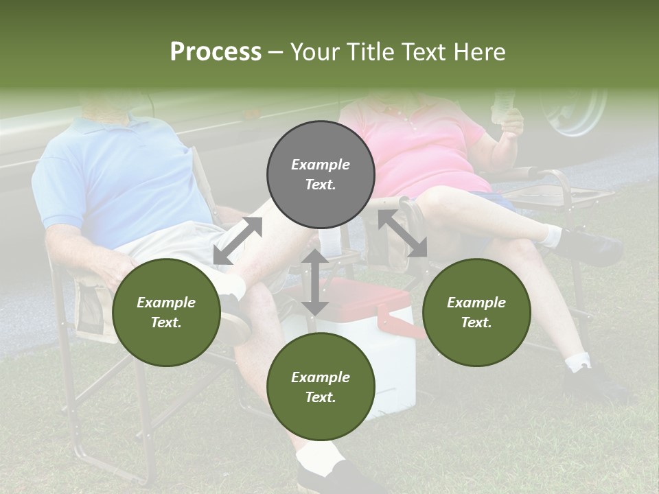 Senior Campers Sitting In Folding Chairs Outside Their Motor Home. PowerPoint Template