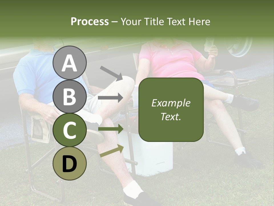Senior Campers Sitting In Folding Chairs Outside Their Motor Home. PowerPoint Template
