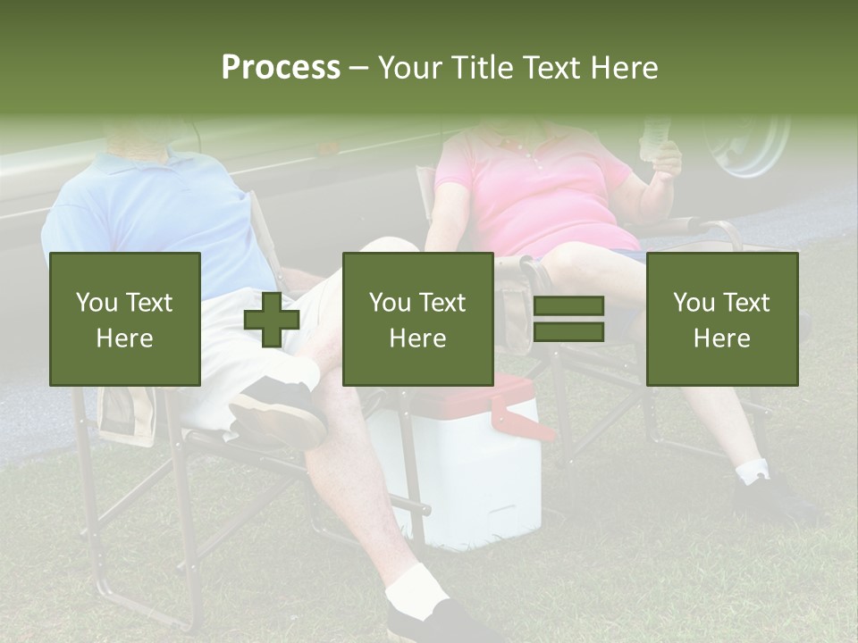 Senior Campers Sitting In Folding Chairs Outside Their Motor Home. PowerPoint Template