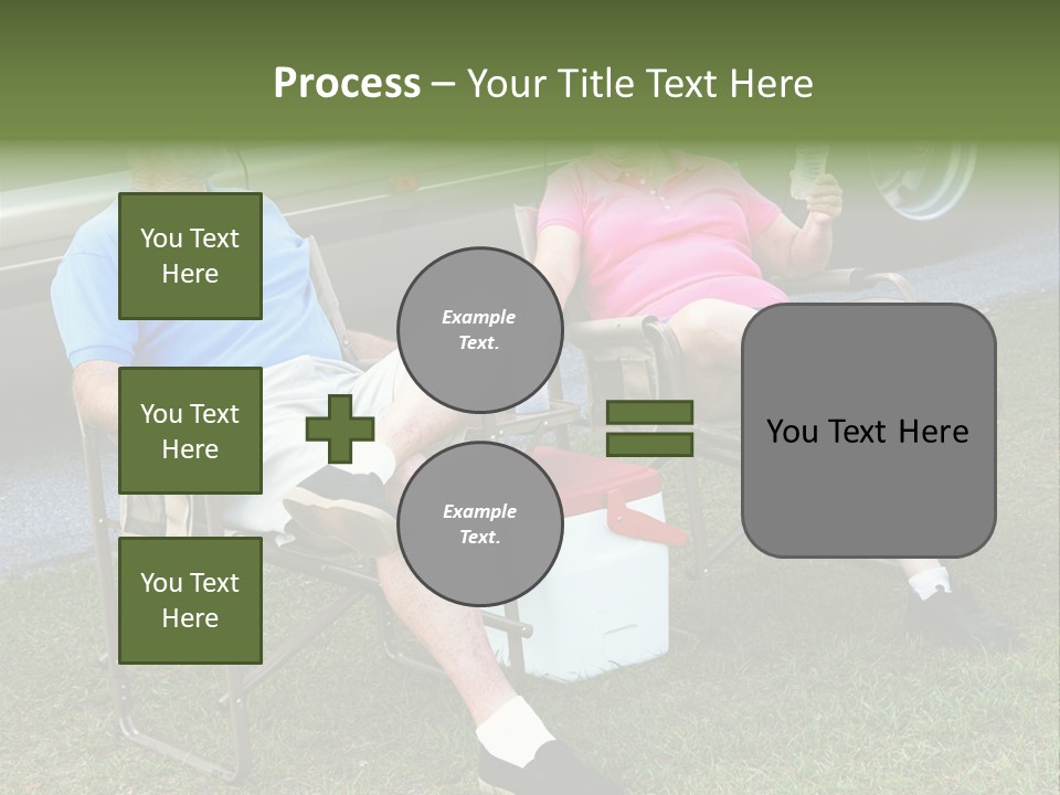 Senior Campers Sitting In Folding Chairs Outside Their Motor Home. PowerPoint Template