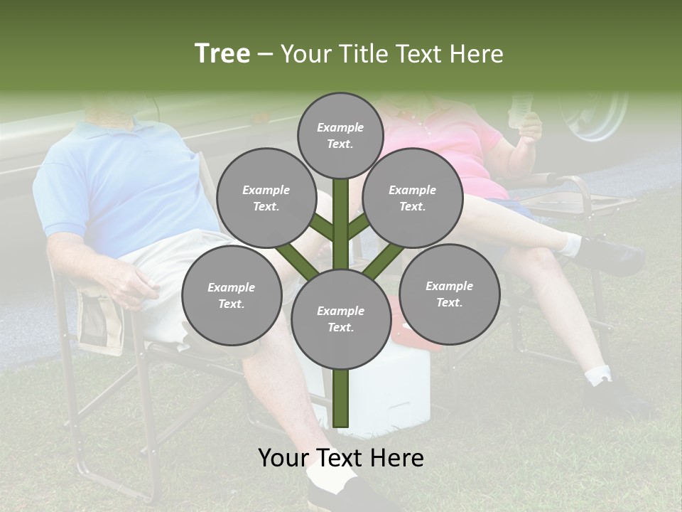 Senior Campers Sitting In Folding Chairs Outside Their Motor Home. PowerPoint Template