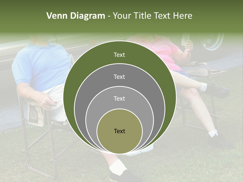 Senior Campers Sitting In Folding Chairs Outside Their Motor Home. PowerPoint Template