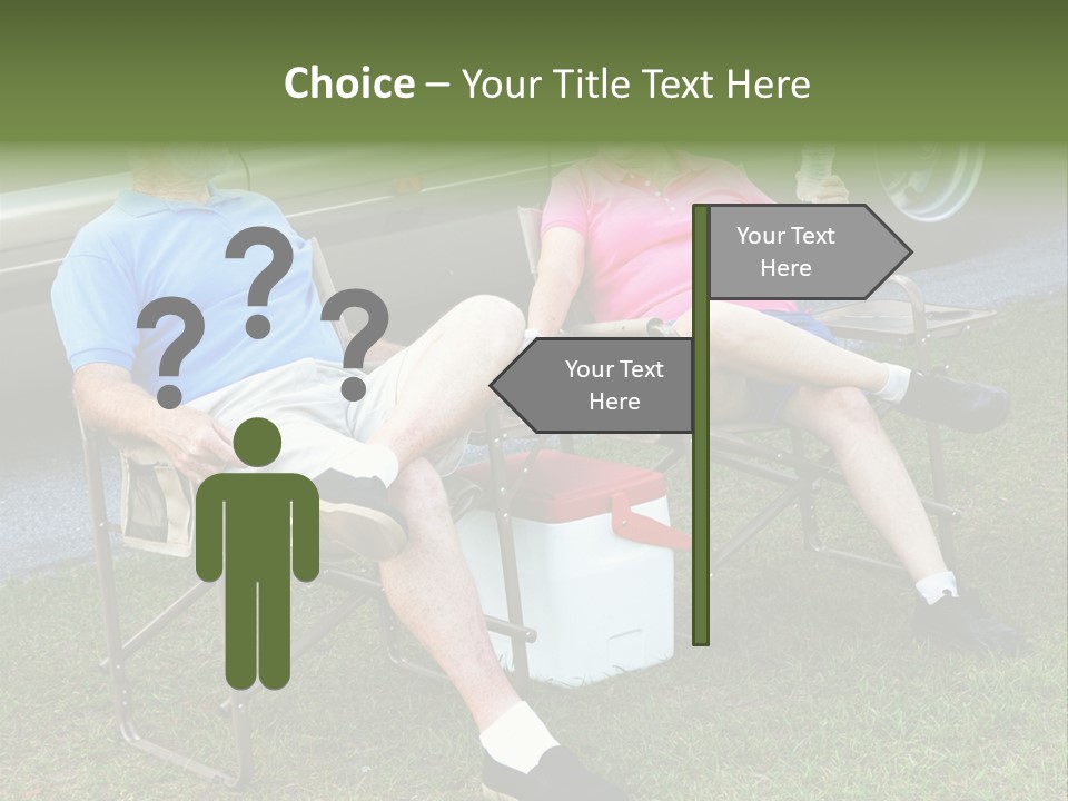 Senior Campers Sitting In Folding Chairs Outside Their Motor Home. PowerPoint Template