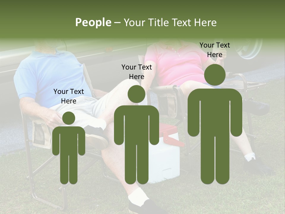 Senior Campers Sitting In Folding Chairs Outside Their Motor Home. PowerPoint Template