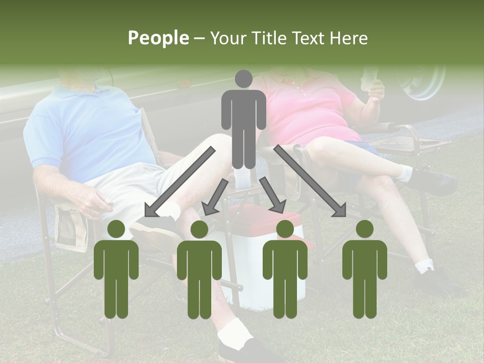 Senior Campers Sitting In Folding Chairs Outside Their Motor Home. PowerPoint Template