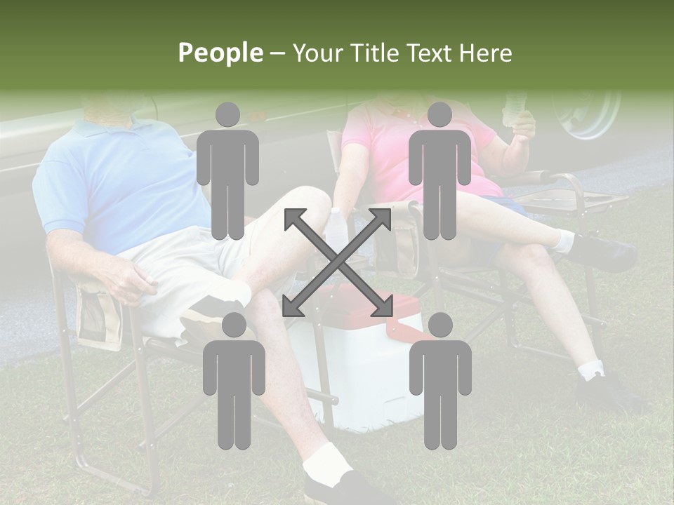 Senior Campers Sitting In Folding Chairs Outside Their Motor Home. PowerPoint Template