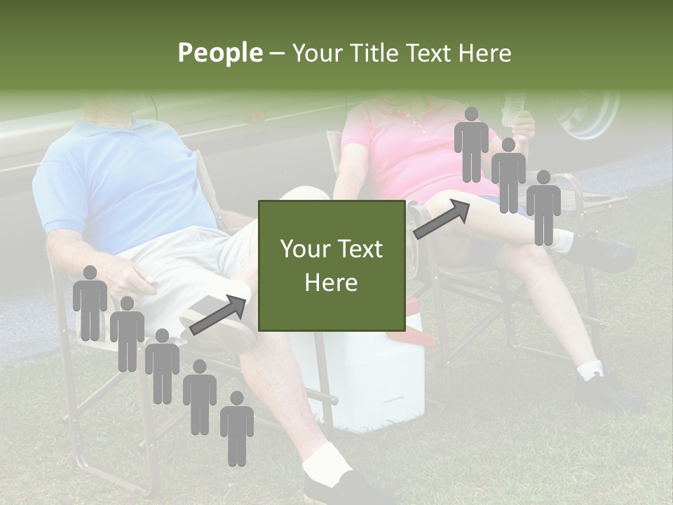Senior Campers Sitting In Folding Chairs Outside Their Motor Home. PowerPoint Template