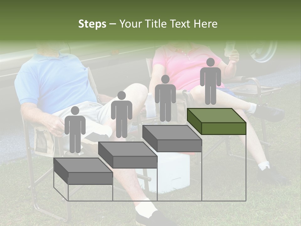 Senior Campers Sitting In Folding Chairs Outside Their Motor Home. PowerPoint Template
