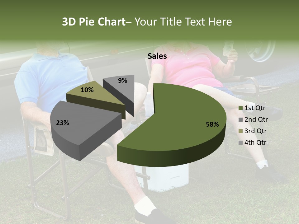 Senior Campers Sitting In Folding Chairs Outside Their Motor Home. PowerPoint Template