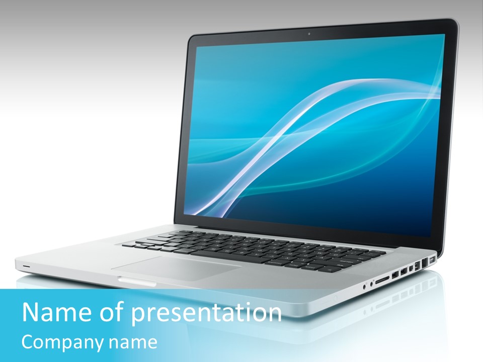 Laptop Computer With Abstract Background On Monitor PowerPoint Template