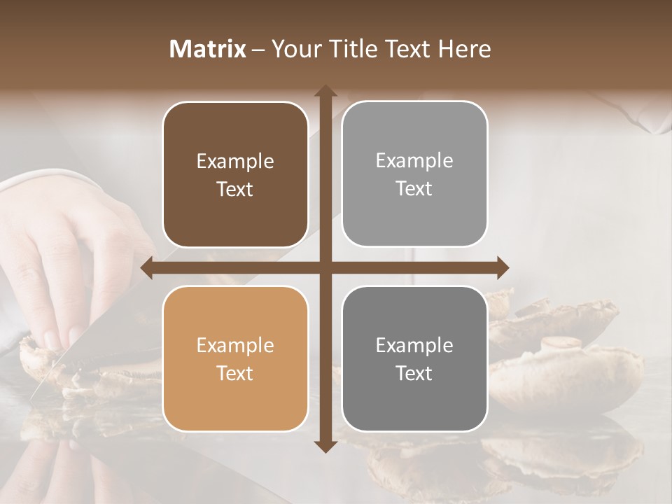 Chef Wearing Black And White Uniform Slicing Brown Mushrooms PowerPoint Template