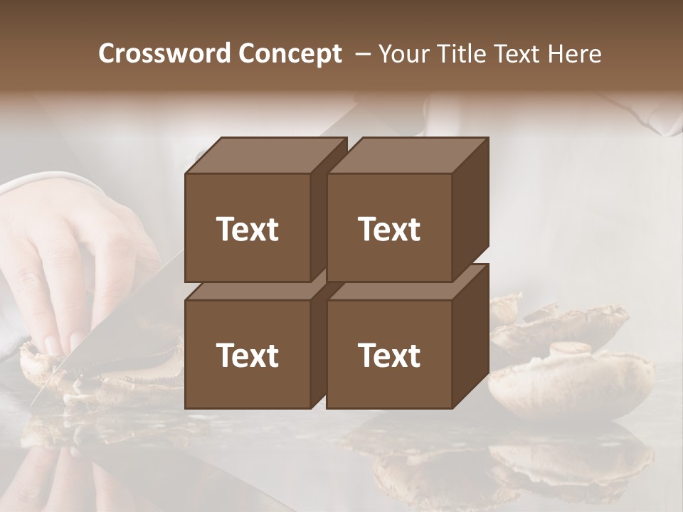 Chef Wearing Black And White Uniform Slicing Brown Mushrooms PowerPoint Template