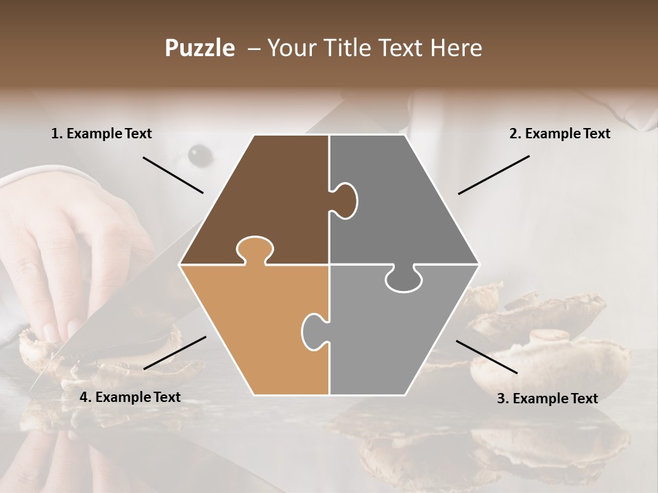 Chef Wearing Black And White Uniform Slicing Brown Mushrooms PowerPoint Template