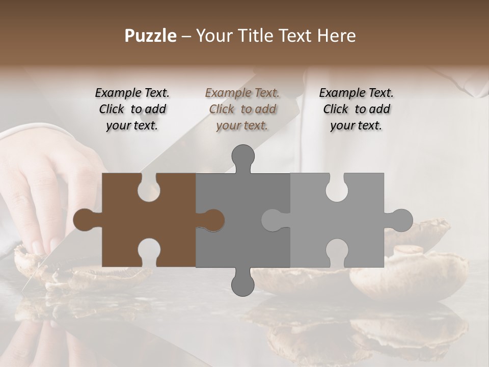 Chef Wearing Black And White Uniform Slicing Brown Mushrooms PowerPoint Template