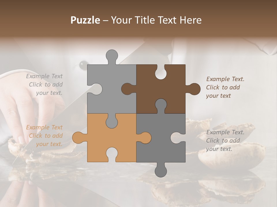 Chef Wearing Black And White Uniform Slicing Brown Mushrooms PowerPoint Template