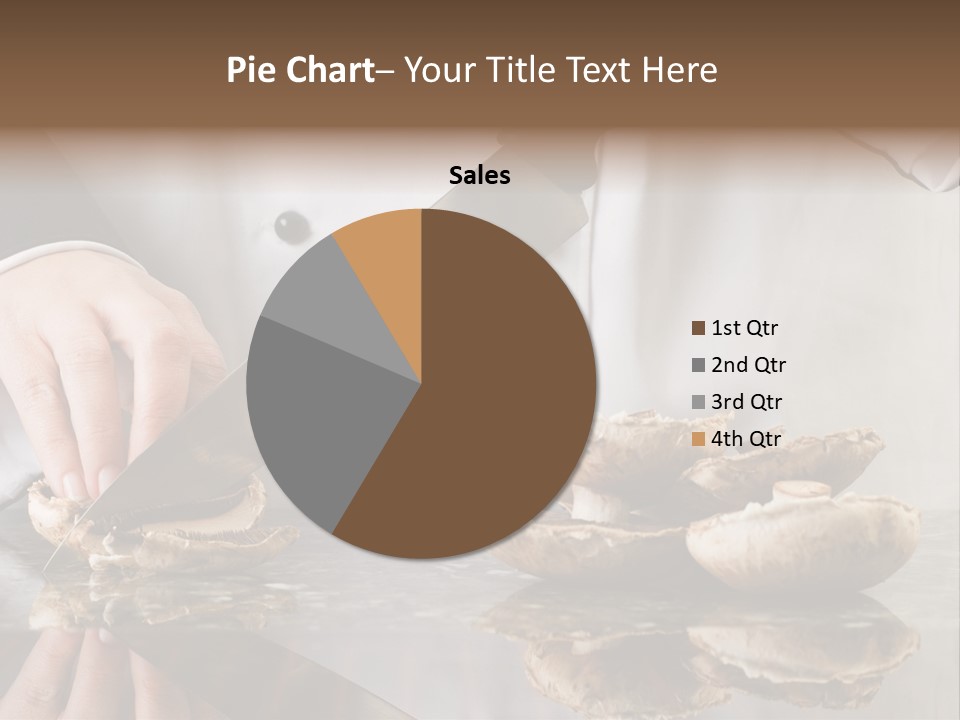 Chef Wearing Black And White Uniform Slicing Brown Mushrooms PowerPoint Template