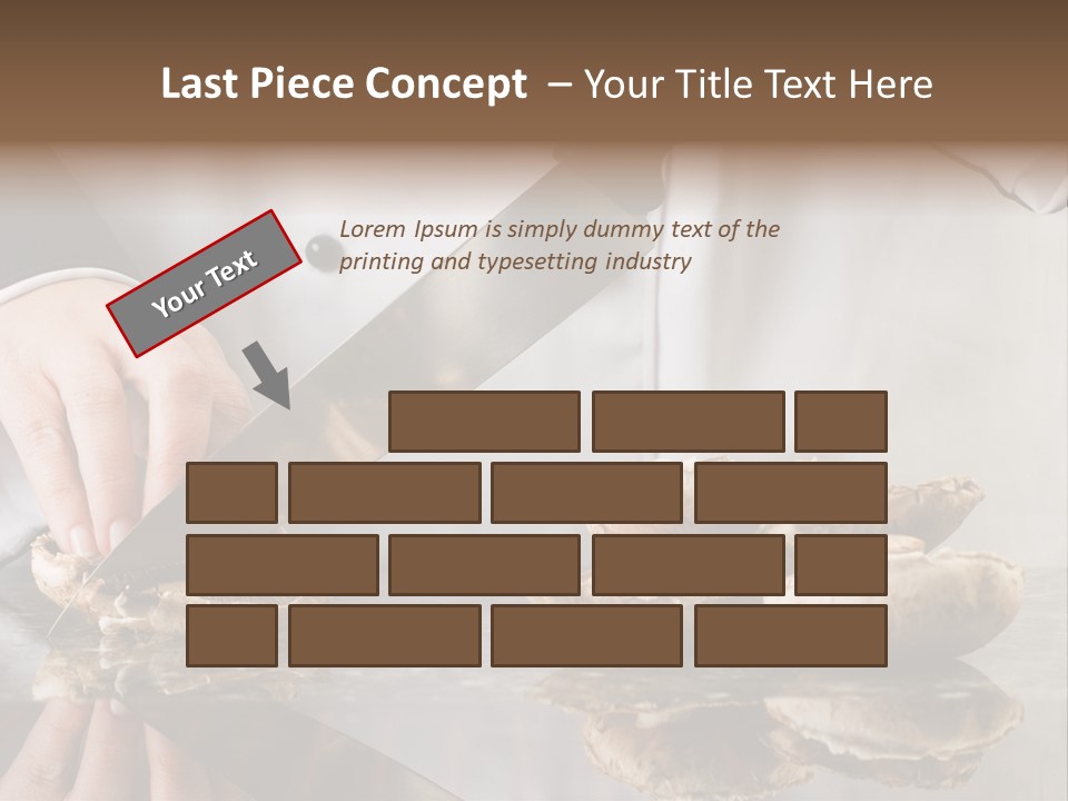 Chef Wearing Black And White Uniform Slicing Brown Mushrooms PowerPoint Template