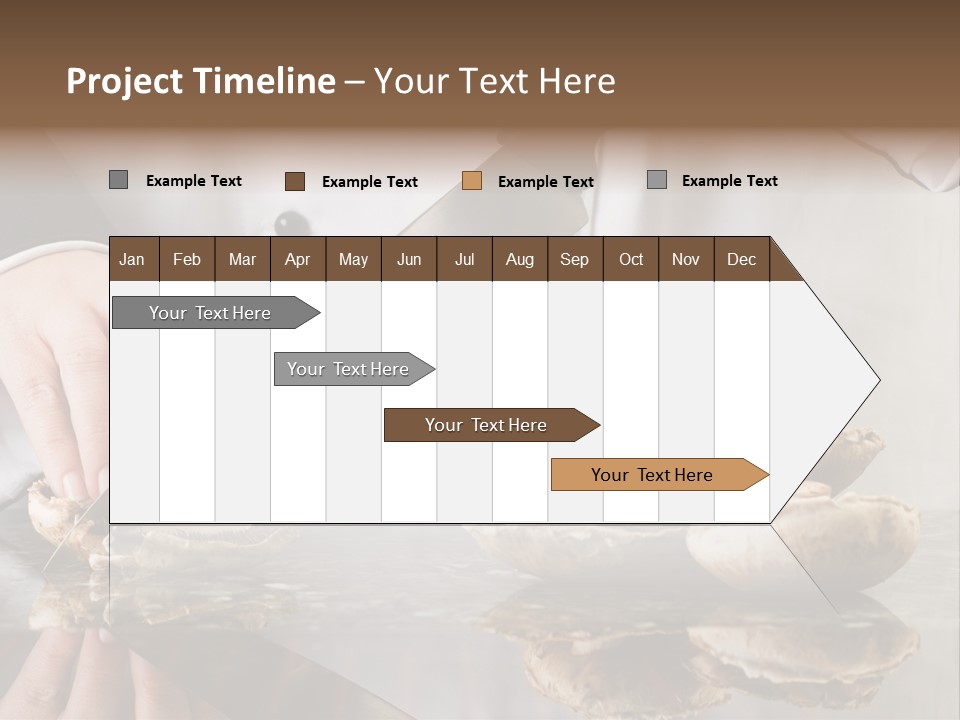 Chef Wearing Black And White Uniform Slicing Brown Mushrooms PowerPoint Template