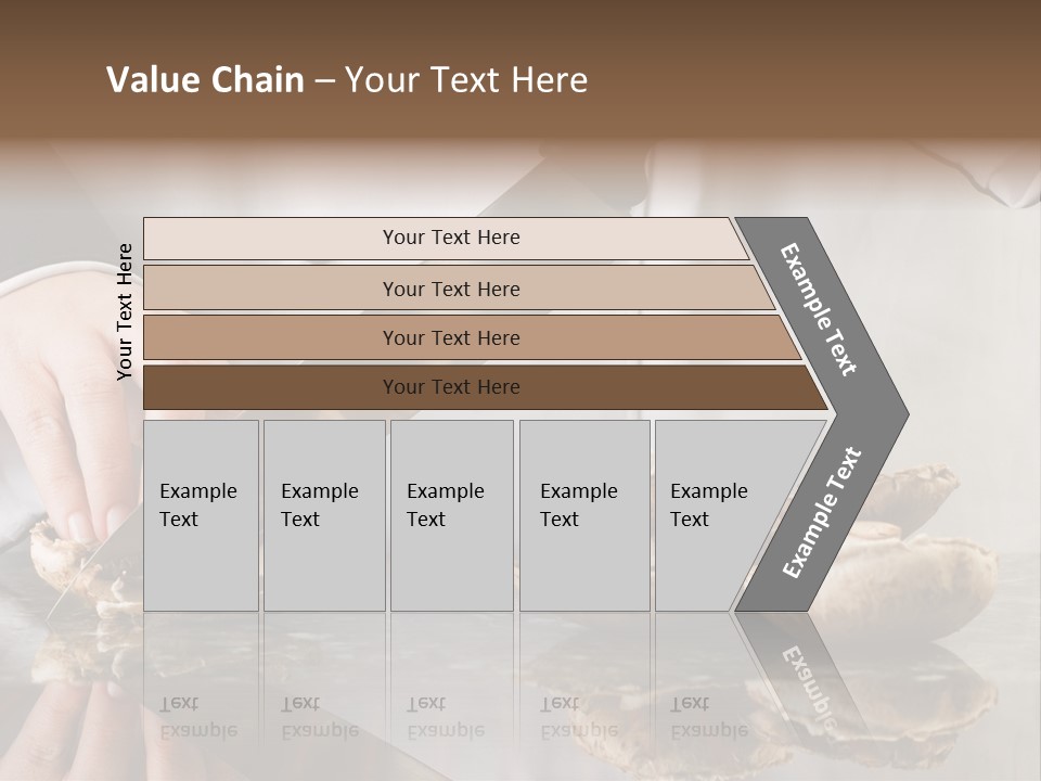 Chef Wearing Black And White Uniform Slicing Brown Mushrooms PowerPoint Template