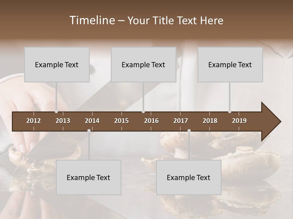 Chef Wearing Black And White Uniform Slicing Brown Mushrooms PowerPoint Template