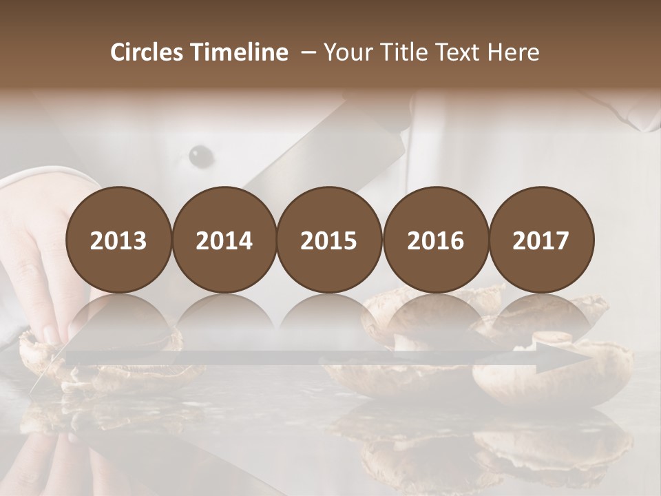 Chef Wearing Black And White Uniform Slicing Brown Mushrooms PowerPoint Template