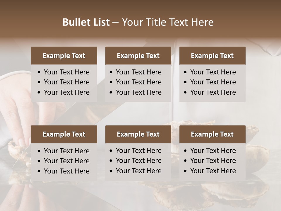 Chef Wearing Black And White Uniform Slicing Brown Mushrooms PowerPoint Template