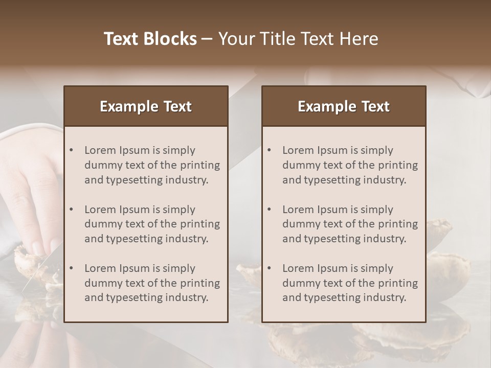 Chef Wearing Black And White Uniform Slicing Brown Mushrooms PowerPoint Template