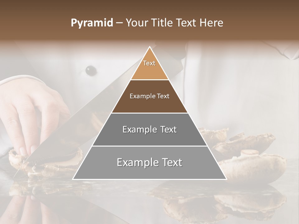 Chef Wearing Black And White Uniform Slicing Brown Mushrooms PowerPoint Template