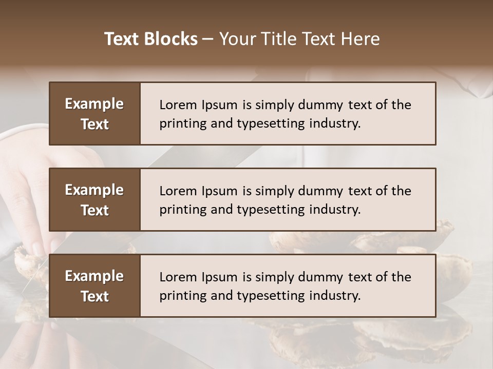 Chef Wearing Black And White Uniform Slicing Brown Mushrooms PowerPoint Template