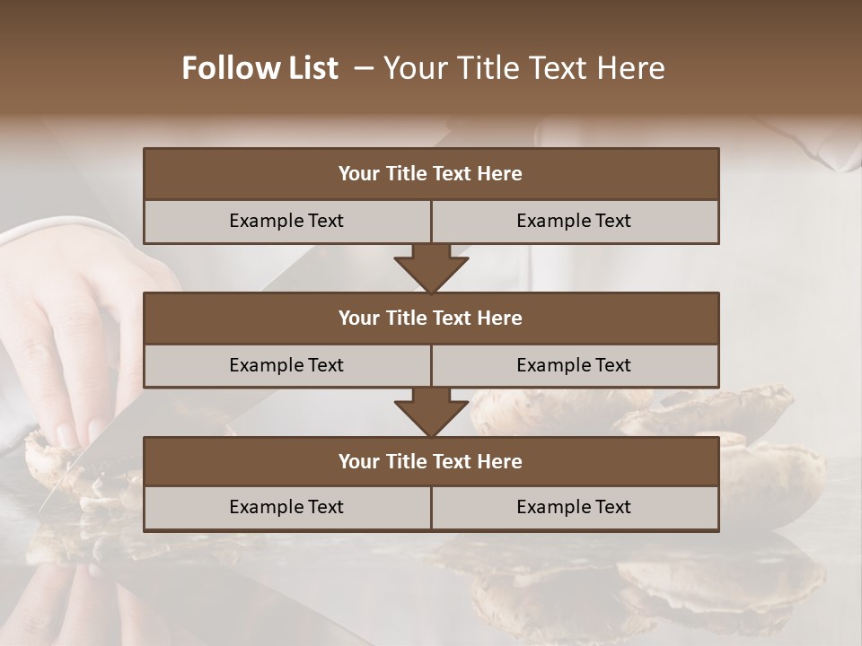 Chef Wearing Black And White Uniform Slicing Brown Mushrooms PowerPoint Template