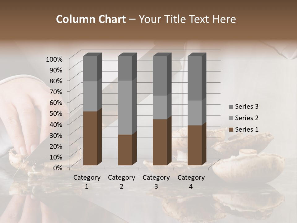 Chef Wearing Black And White Uniform Slicing Brown Mushrooms PowerPoint Template