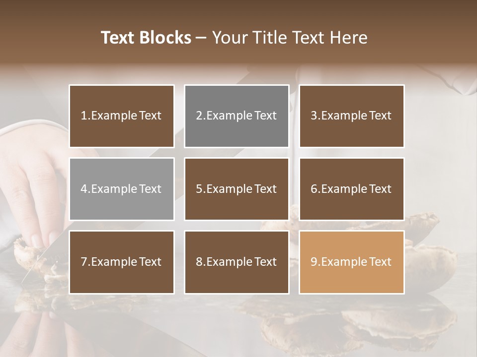 Chef Wearing Black And White Uniform Slicing Brown Mushrooms PowerPoint Template