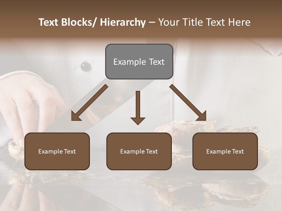 Chef Wearing Black And White Uniform Slicing Brown Mushrooms PowerPoint Template
