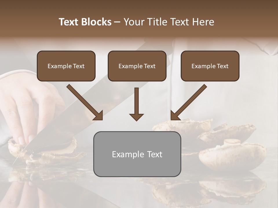 Chef Wearing Black And White Uniform Slicing Brown Mushrooms PowerPoint Template