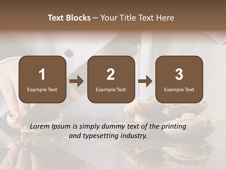 Chef Wearing Black And White Uniform Slicing Brown Mushrooms PowerPoint Template