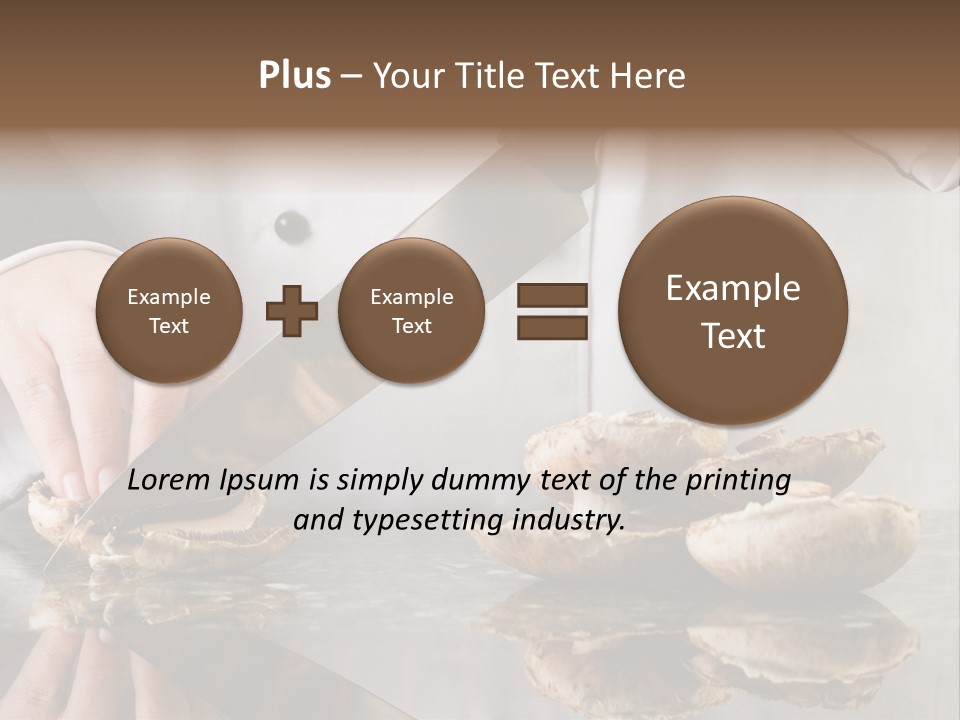 Chef Wearing Black And White Uniform Slicing Brown Mushrooms PowerPoint Template