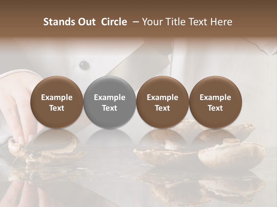 Chef Wearing Black And White Uniform Slicing Brown Mushrooms PowerPoint Template