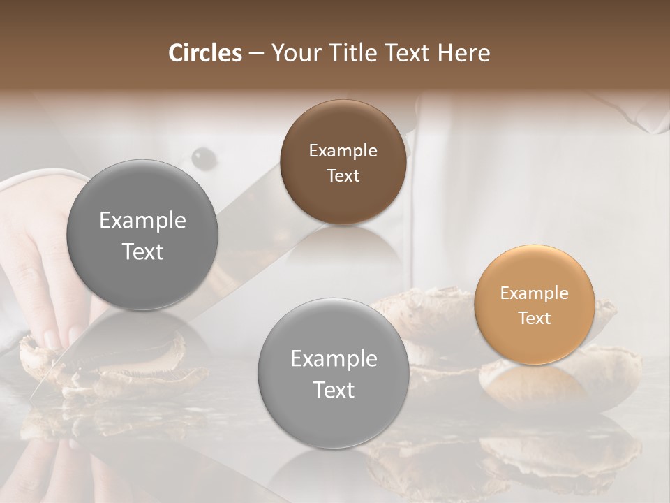 Chef Wearing Black And White Uniform Slicing Brown Mushrooms PowerPoint Template