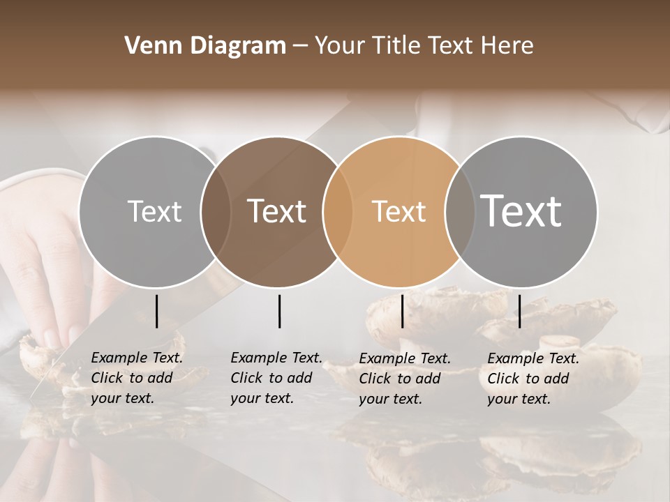 Chef Wearing Black And White Uniform Slicing Brown Mushrooms PowerPoint Template