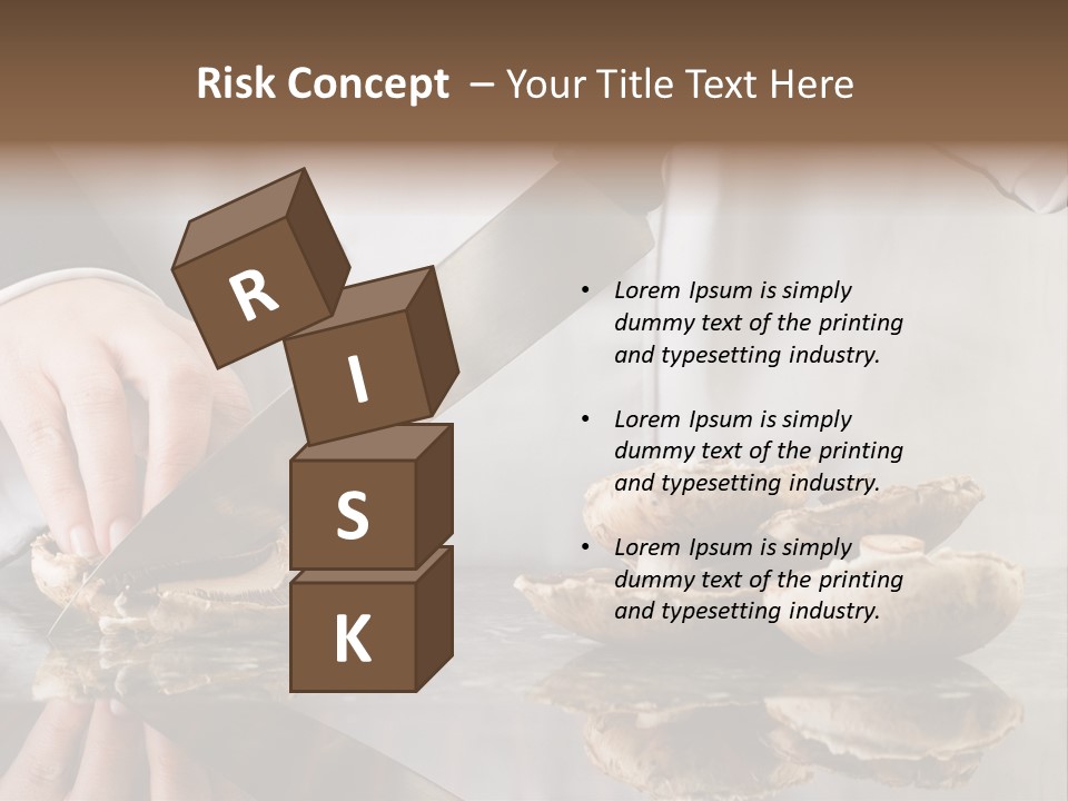 Chef Wearing Black And White Uniform Slicing Brown Mushrooms PowerPoint Template