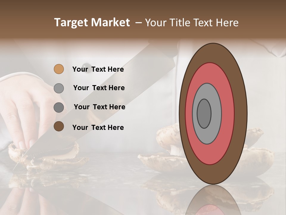 Chef Wearing Black And White Uniform Slicing Brown Mushrooms PowerPoint Template