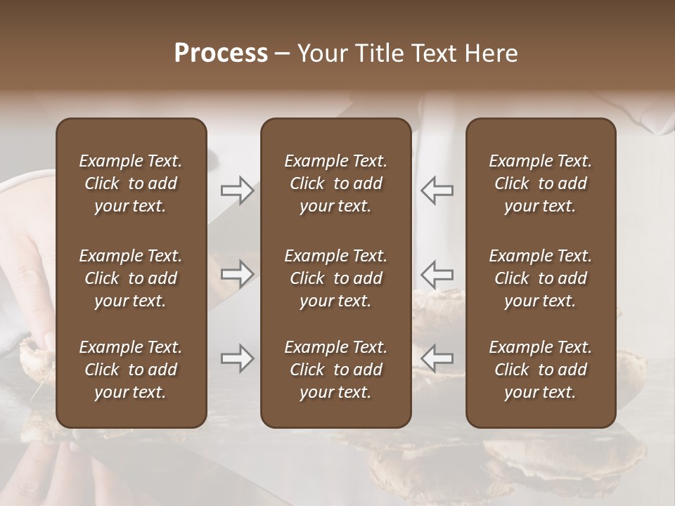 Chef Wearing Black And White Uniform Slicing Brown Mushrooms PowerPoint Template