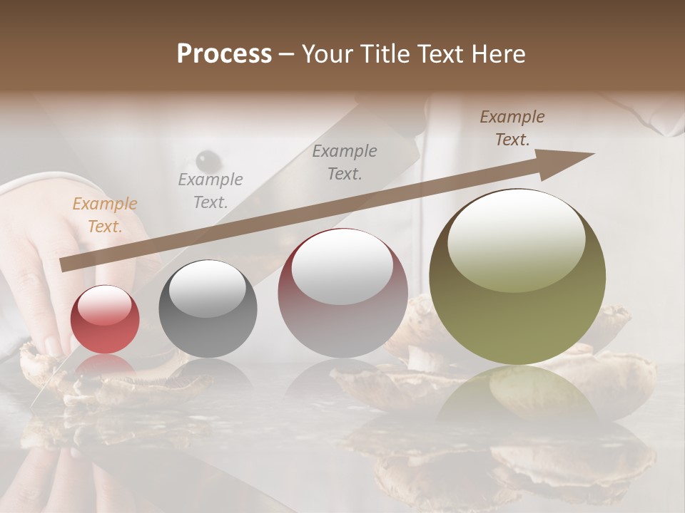 Chef Wearing Black And White Uniform Slicing Brown Mushrooms PowerPoint Template