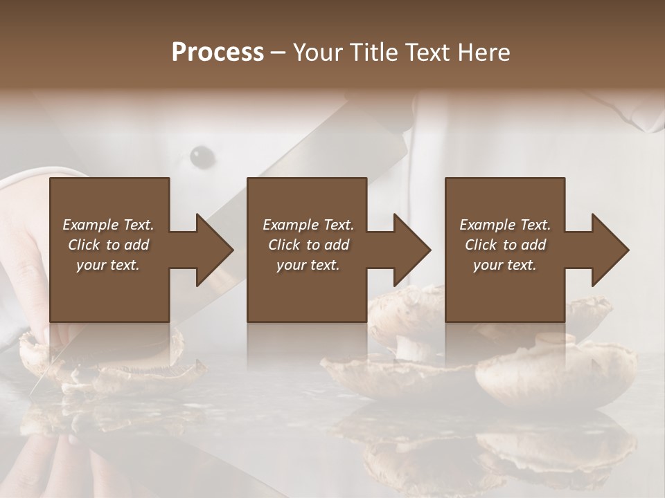 Chef Wearing Black And White Uniform Slicing Brown Mushrooms PowerPoint Template